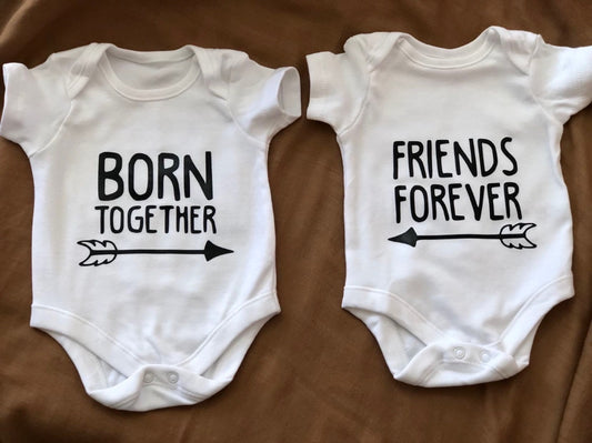 Personalised baby vests for twins
