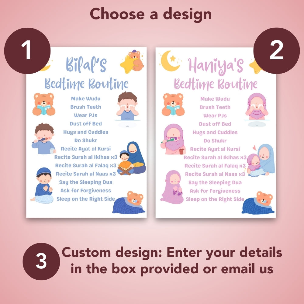 Personalised Islamic Bedtime Routine Chart for Frames