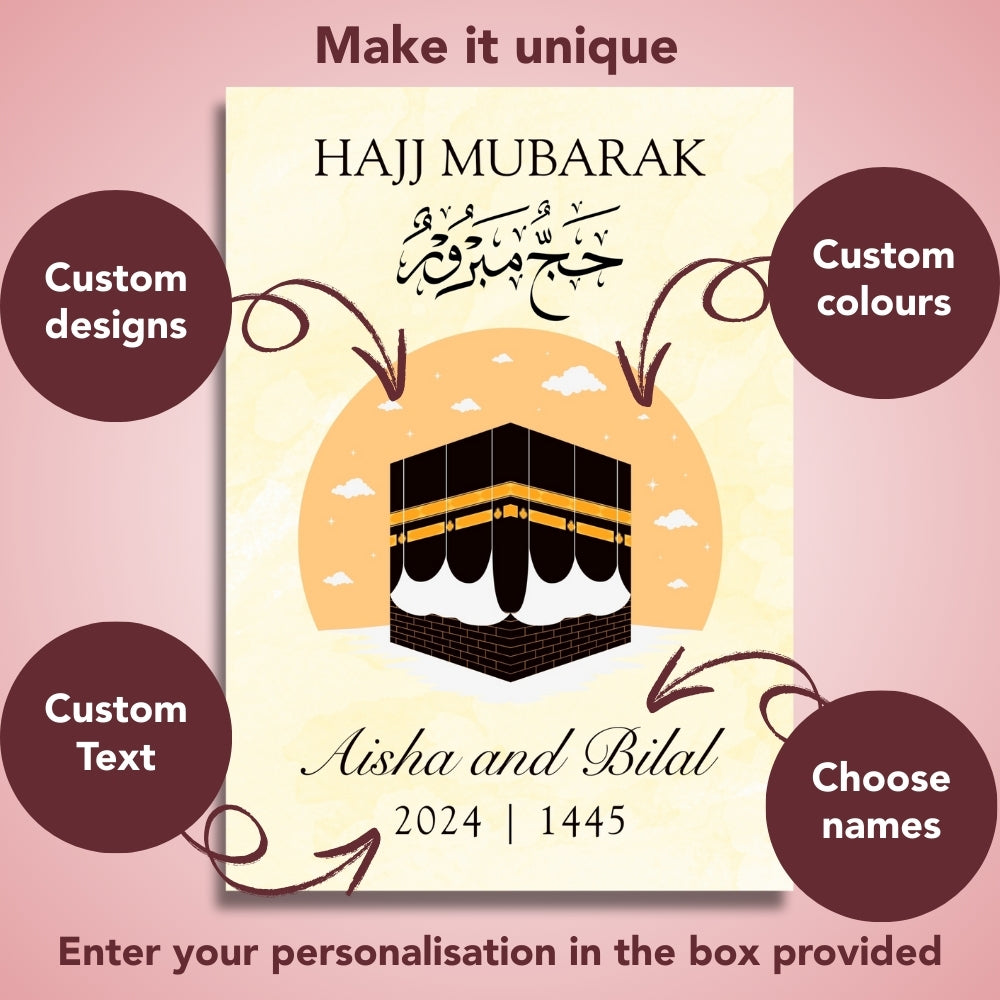 Personalised Hajj Mubarak Poster for Frames