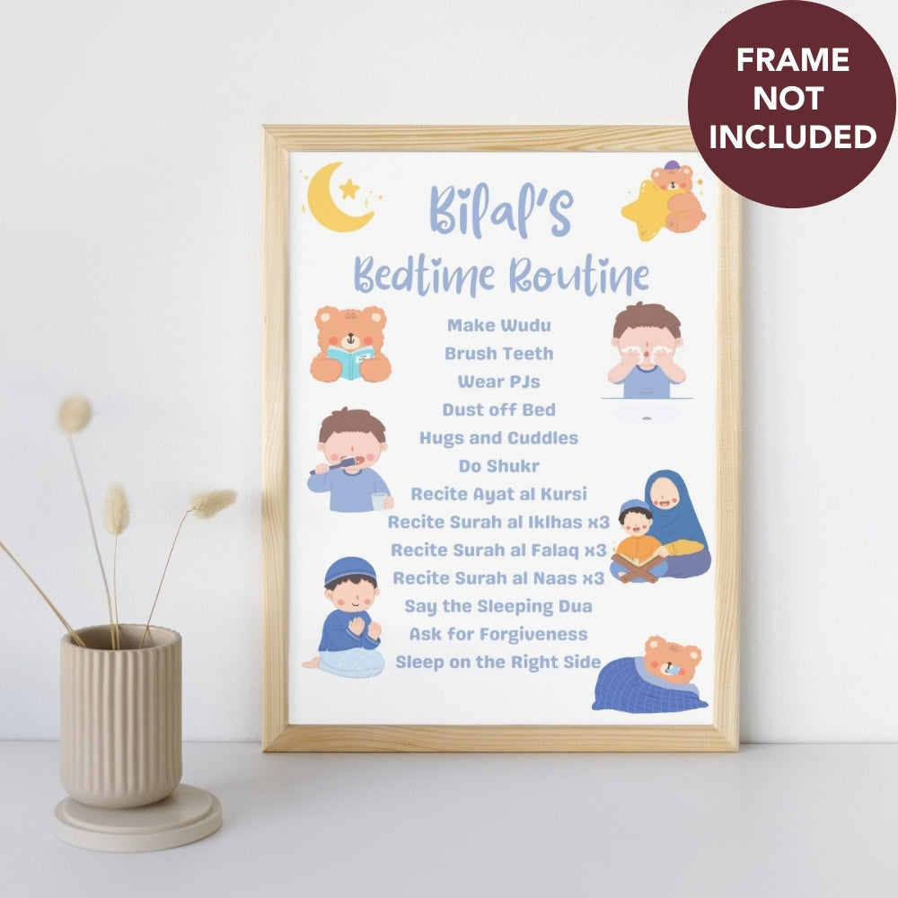 Personalised Islamic Bedtime Routine Chart for Frames