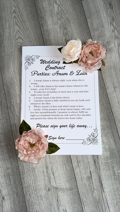 Fun Looking Contract Funny wedding contracts – C-Creationz