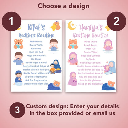 Personalised Islamic Bedtime Routine Chart for Frames