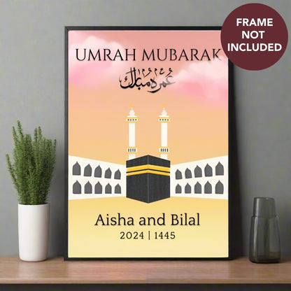 Personalised Umrah Mubarak Poster for Frames