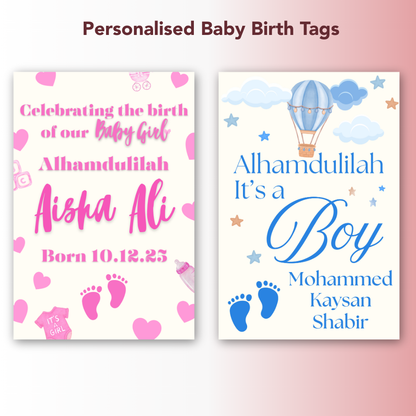 Personalised Baby Birth Tag