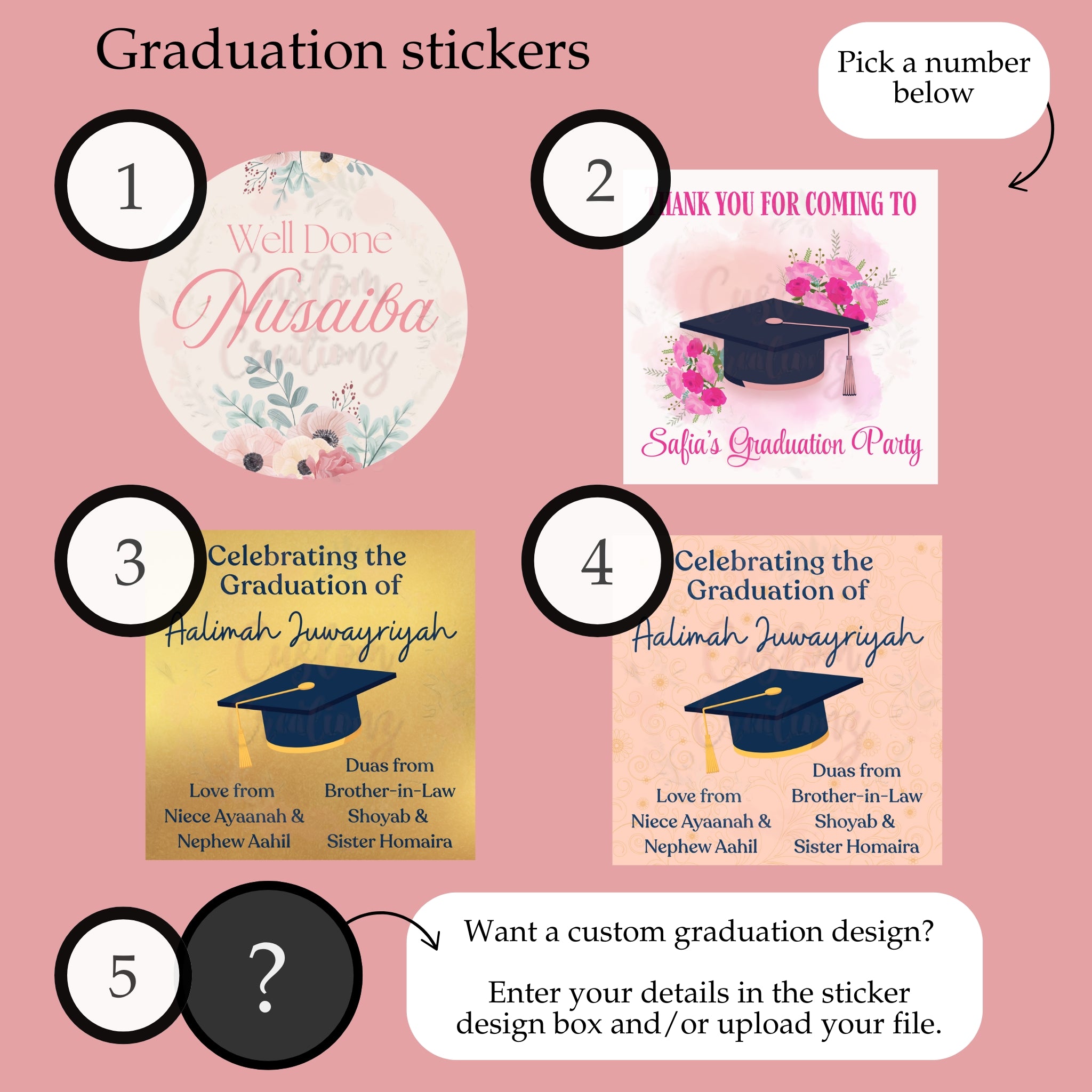 Editable Graduation Sticker Custom Graduation Stickers | Personalised Stickers | C-Creationz