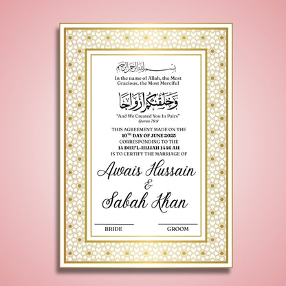 Personalised Nikkah Certificate