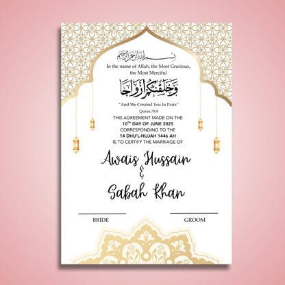 Personalised Nikkah Certificate