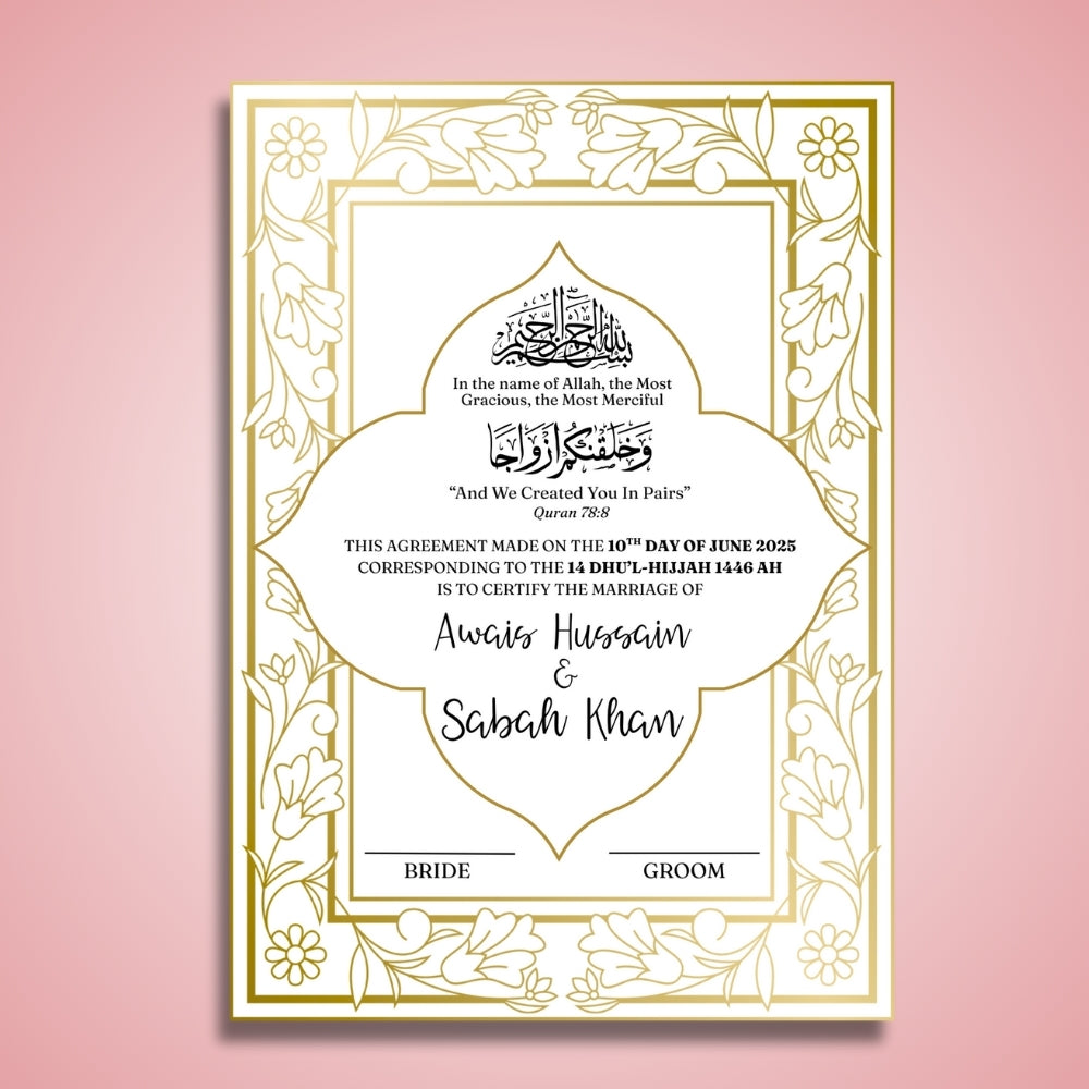 Personalised Nikkah Certificate