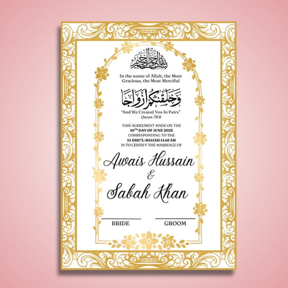 Personalised Nikkah Certificate