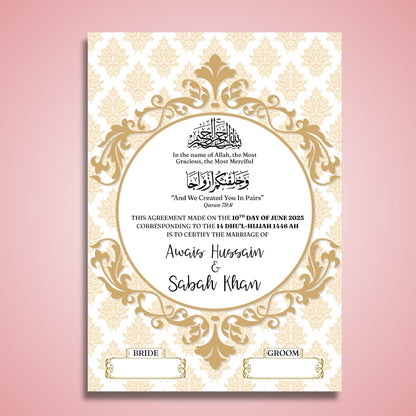 Personalised Nikkah Certificate