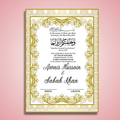 Personalised Nikkah Certificate