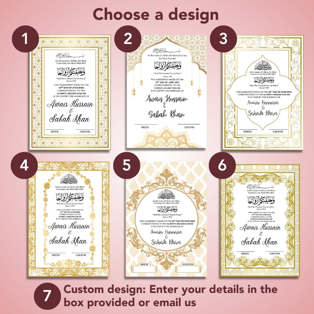 Personalised Nikkah Certificate