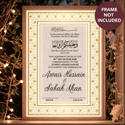 Personalised Nikkah Certificate
