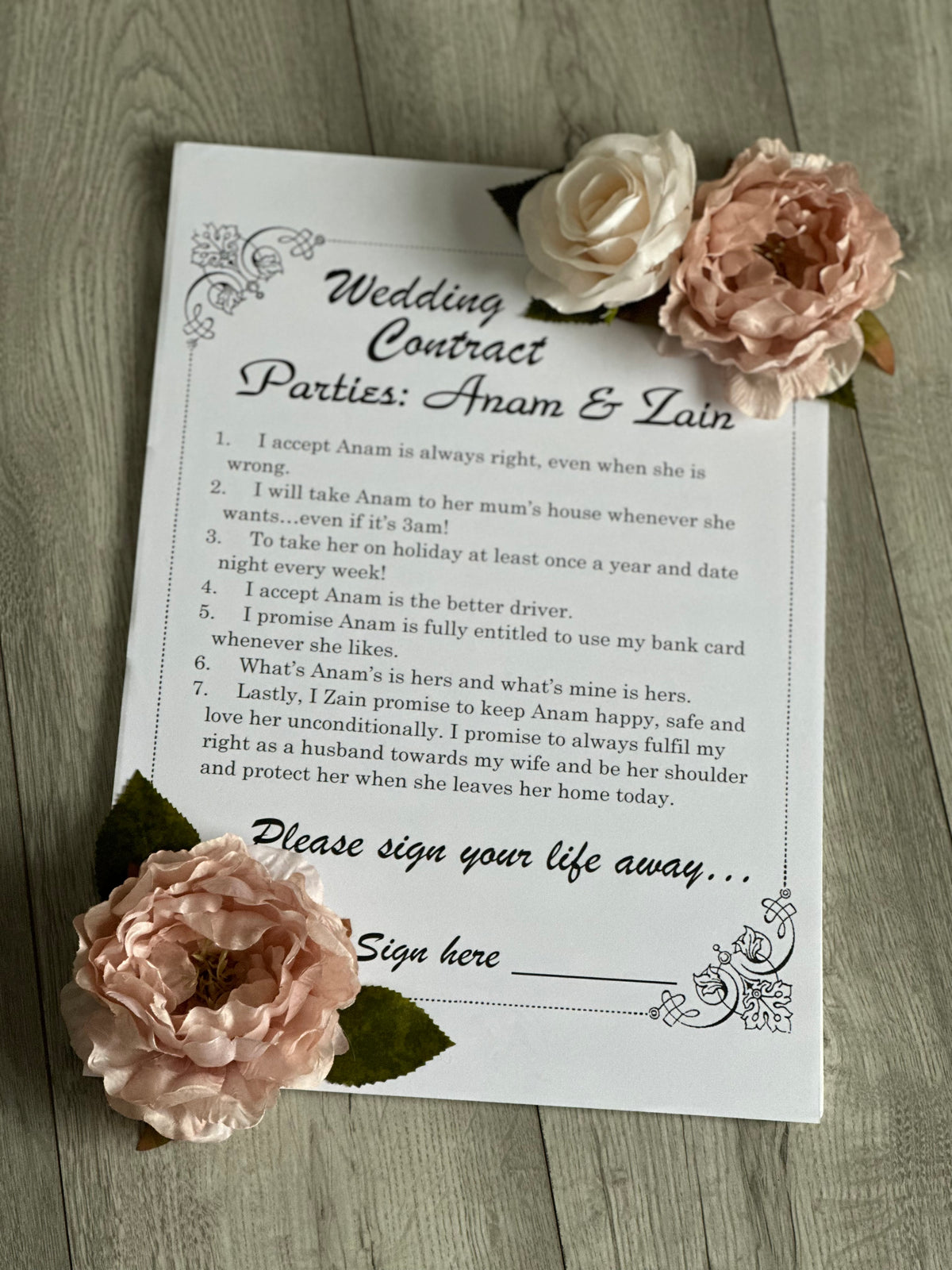 Fun Looking Contract Funny wedding contracts – C-Creationz