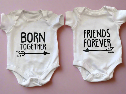 Personalised baby vests for twins